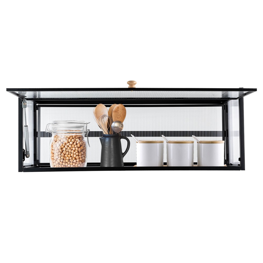 Wall-Mounted Cabinet Flip-Up Door Kitchen Wall Cabinet Translucent Strip Cabinet