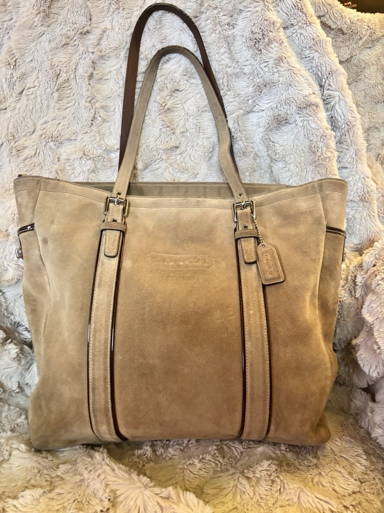 coach tote suede bag