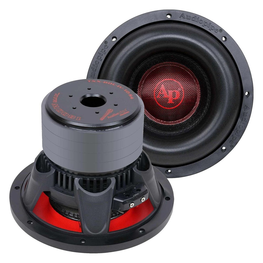 AUDIOPIPEMAP Audiopipe 10-Inch Quad Stack Woofer - 900W RMS/1800W Max, Single 4