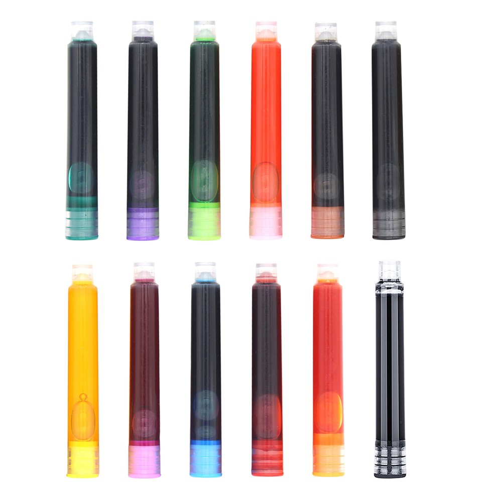 Fountain Pen Refills 12PCS Colorful Fountain Pen Ink Cartridges Refill