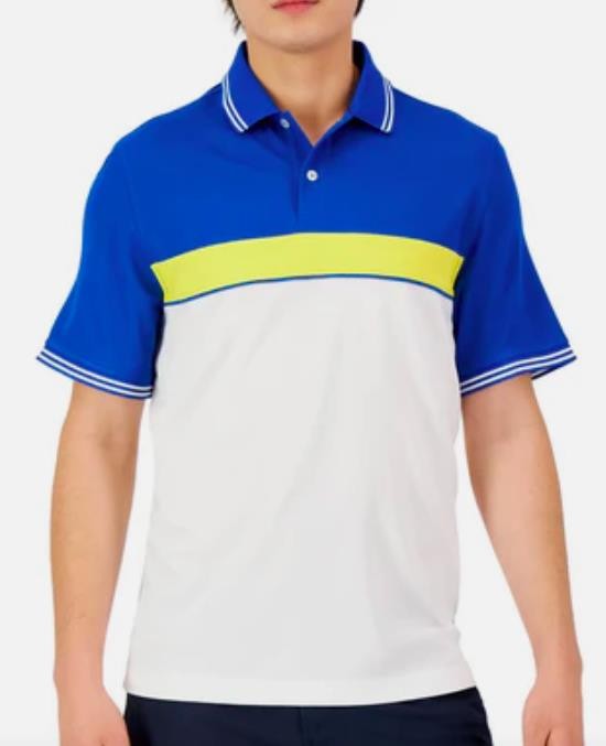 Club Room Mens Striped Trim Performance Polo M NEW $49 100087934MN