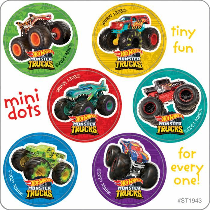 75 Mini Hot Wheels Monster Truck Stickers - 7/8