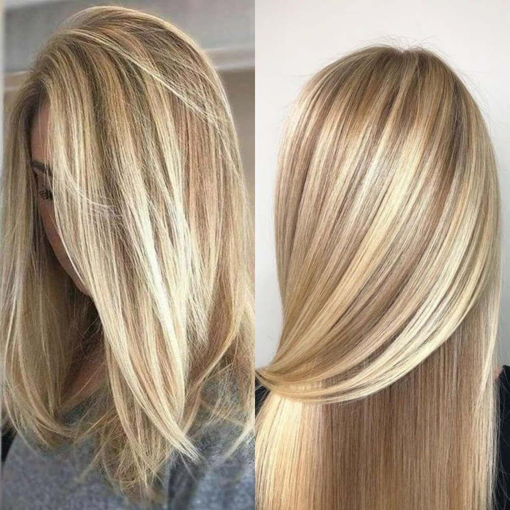 Highlight Blonde Straight Wigs 100% Human Hair Lace Front Wigs