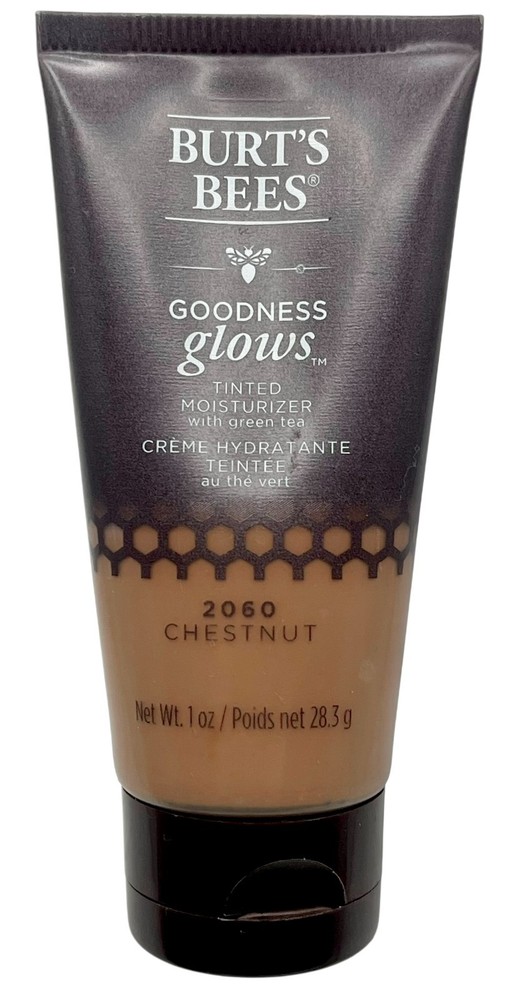 2 Burt's Bees Goodness Glows Tinted Moisturizer W Green Tea # 2060 Chestnut