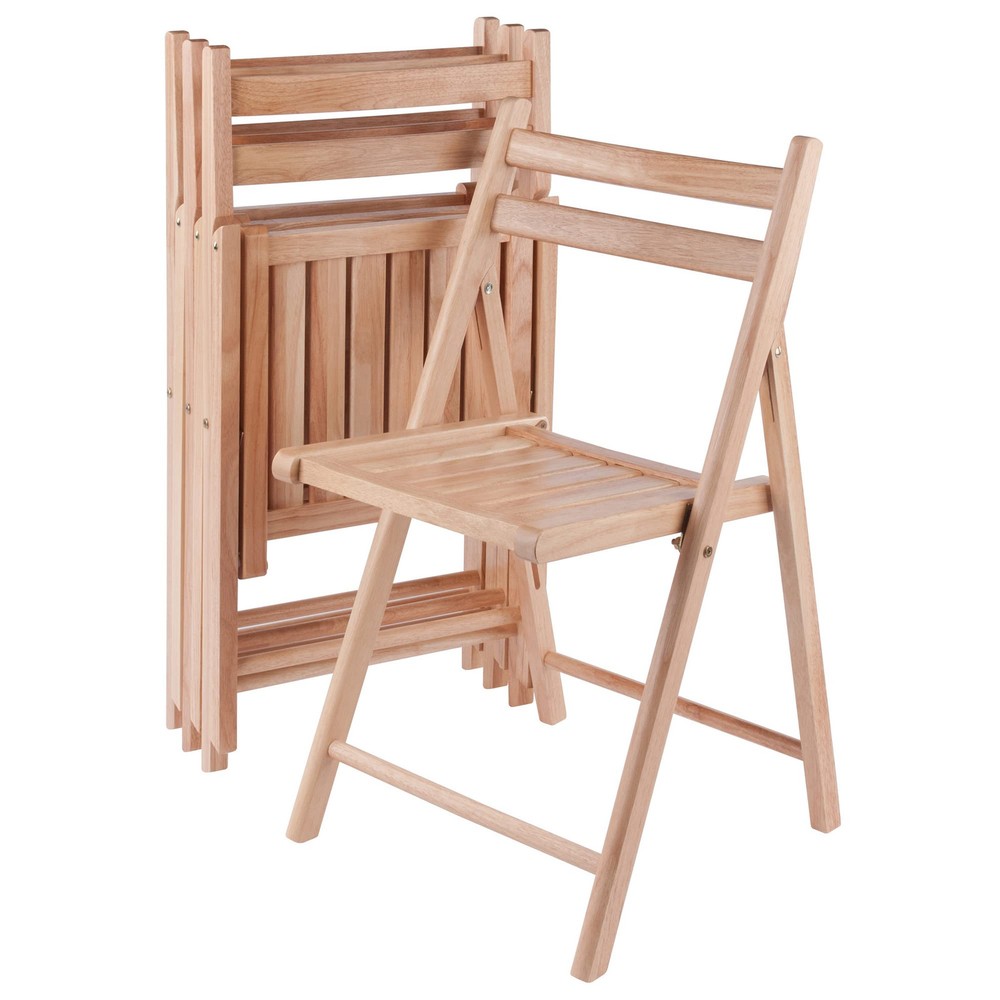 Robin 4-Piece Natural Wood Folding Chair Set for Parents