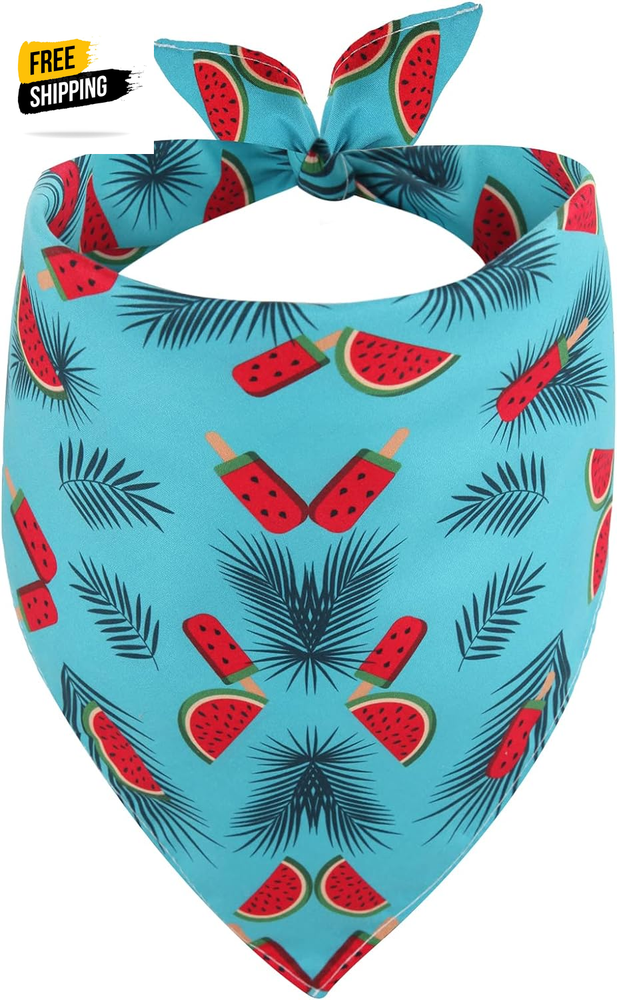 Small Dog Bandanas Summer-1Pcs Washable Dog Scarf Triangle Adjustable Puppy Band