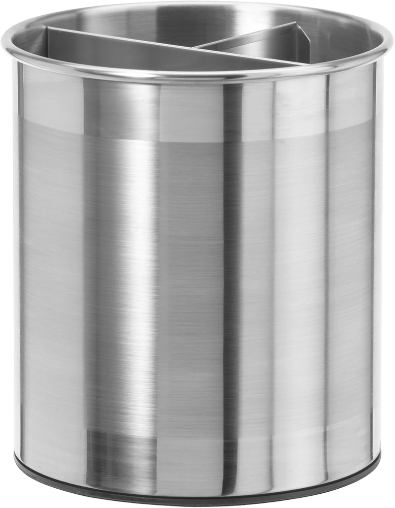 Jumbo Stainless Steel Rotating Utensil Holder with Removable Divider for Stylish Kitchen Storage