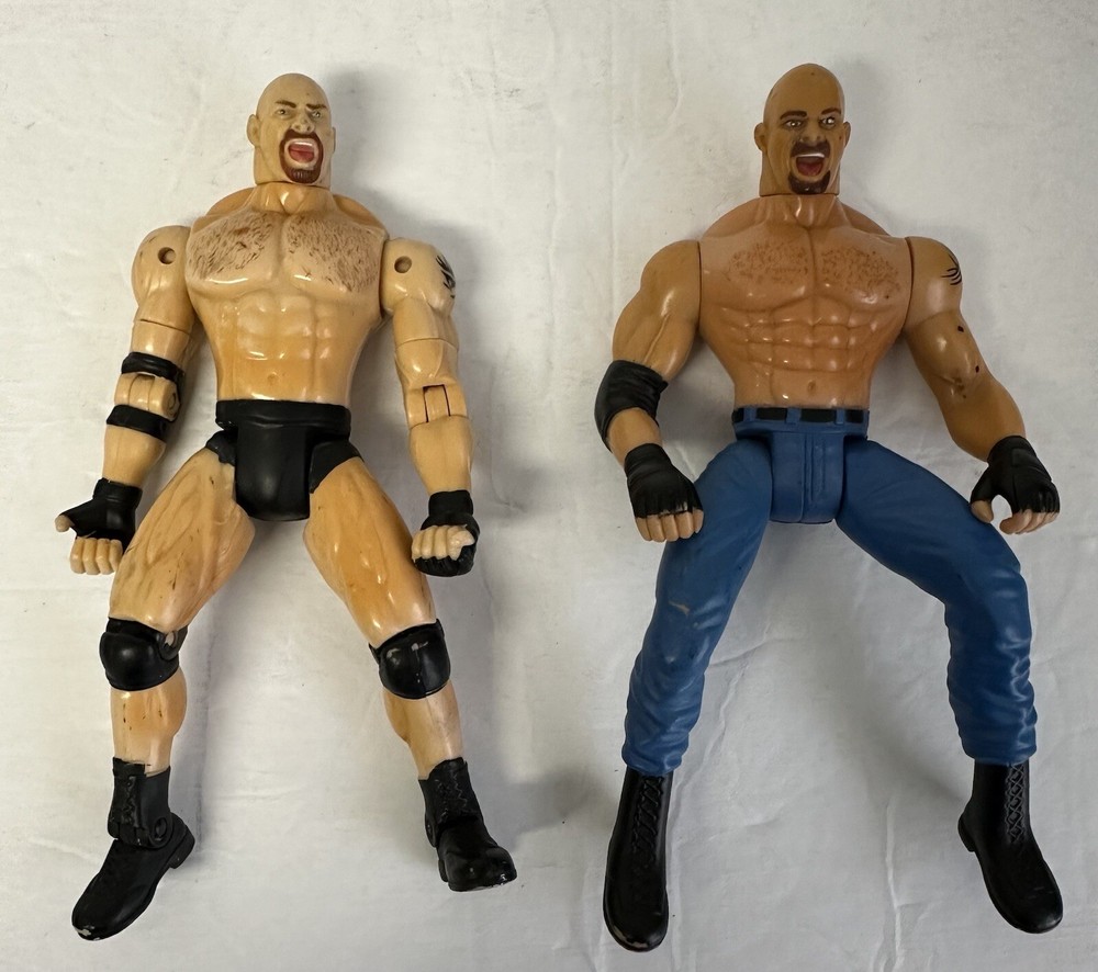 Lot Of 2 1999 Goldberg Action Figures WWF WWE  Slam N Crunch And Brawlin Bikers