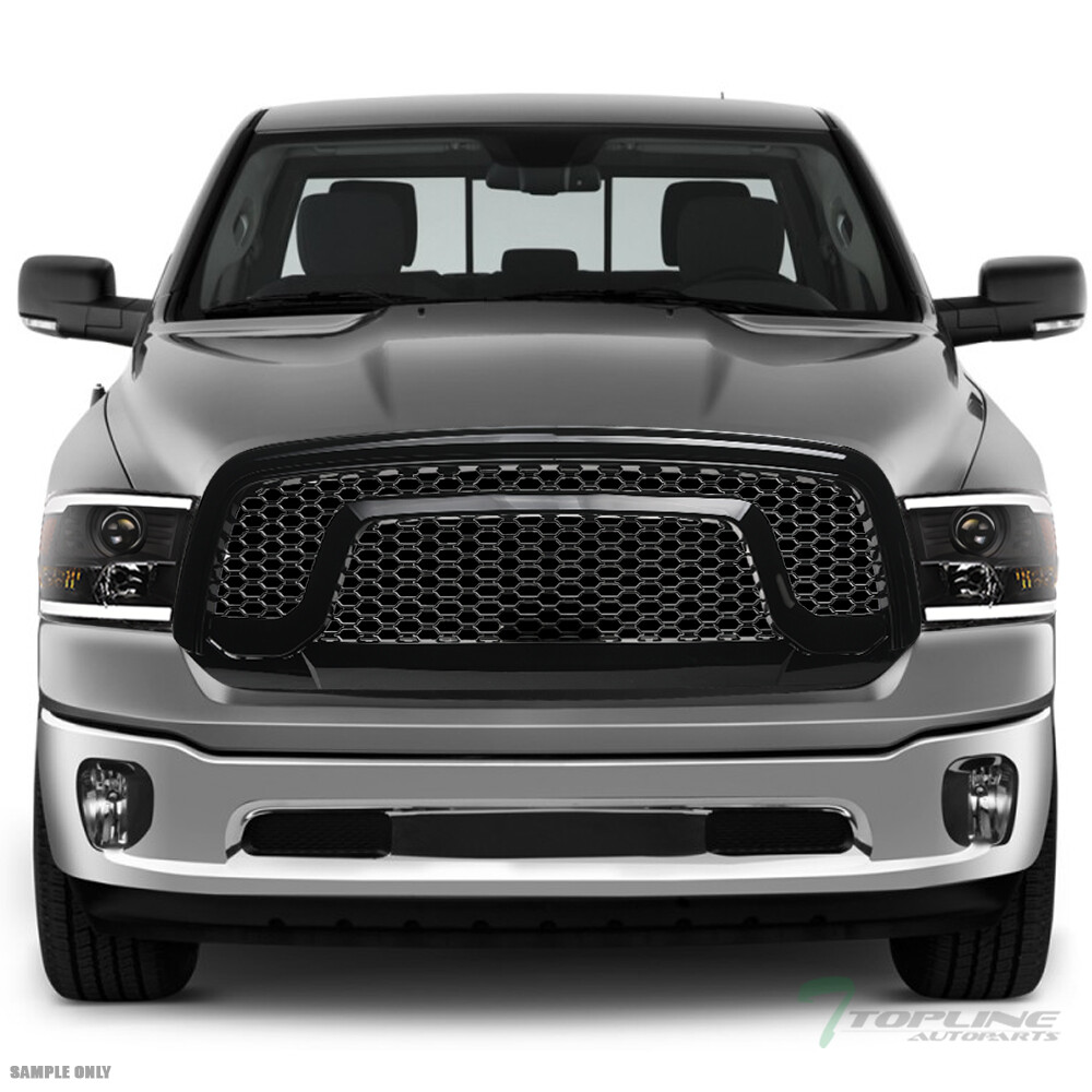 TLAPS For 13-18 Ram 1500 Blk LED Strip Projector Headlights Amber+Rebel M Grille