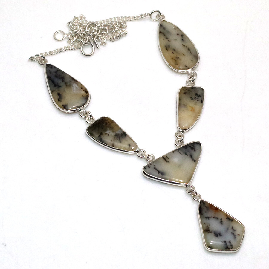 Dendritic Opal 925 Silver Plated Necklace 16