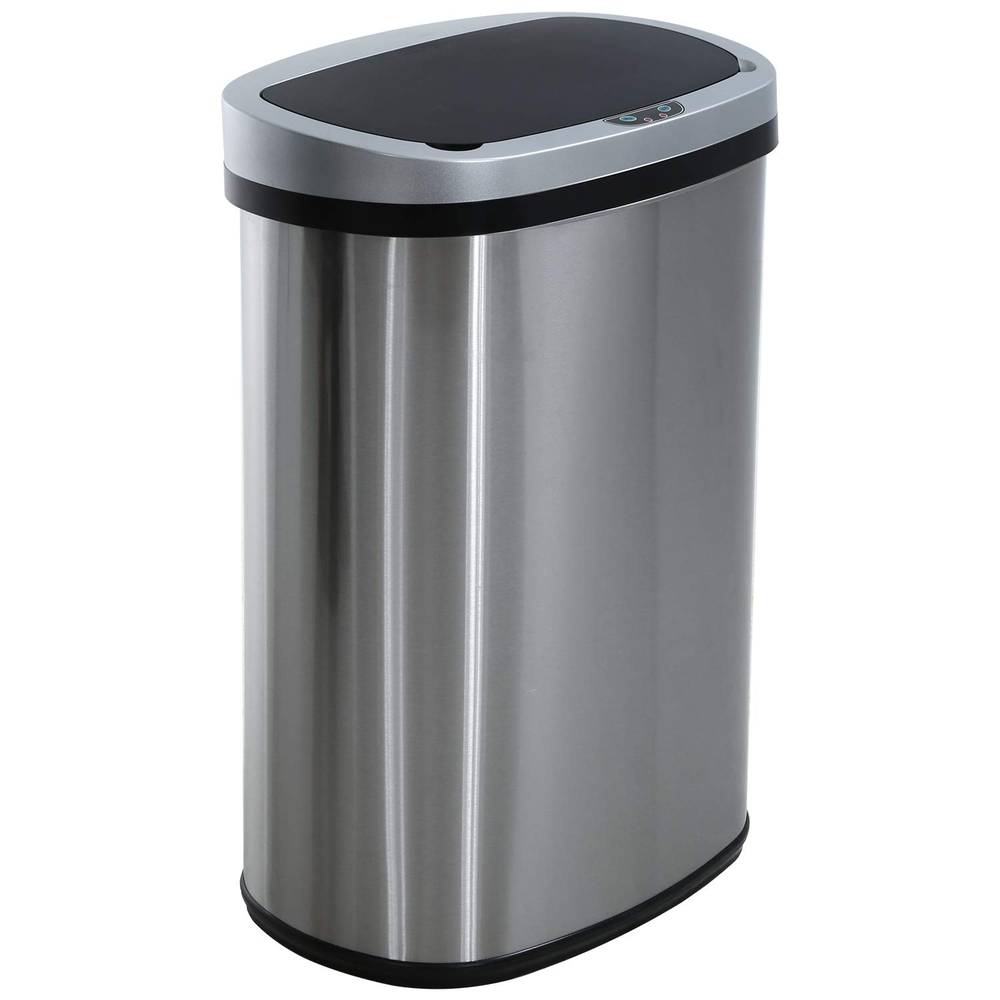 Kitchen Trash Can 13 Gallon Automatic Metal Garbage Can Stainless Steel Waste Bi