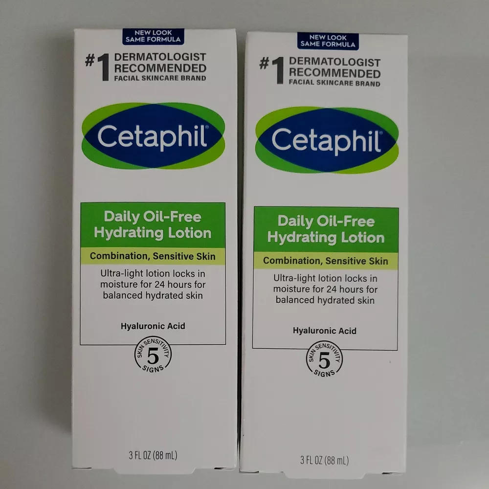 Cetaphil Daily Hydrating Lotion Hyaluronic Acid Face Sensitive Skin - 3oz - x2