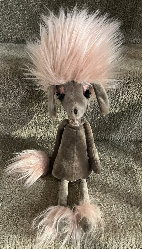 Jellycat Swellegant Penelope Poodle Gray & Pink 13” Plush Stuffed Animal - NEW