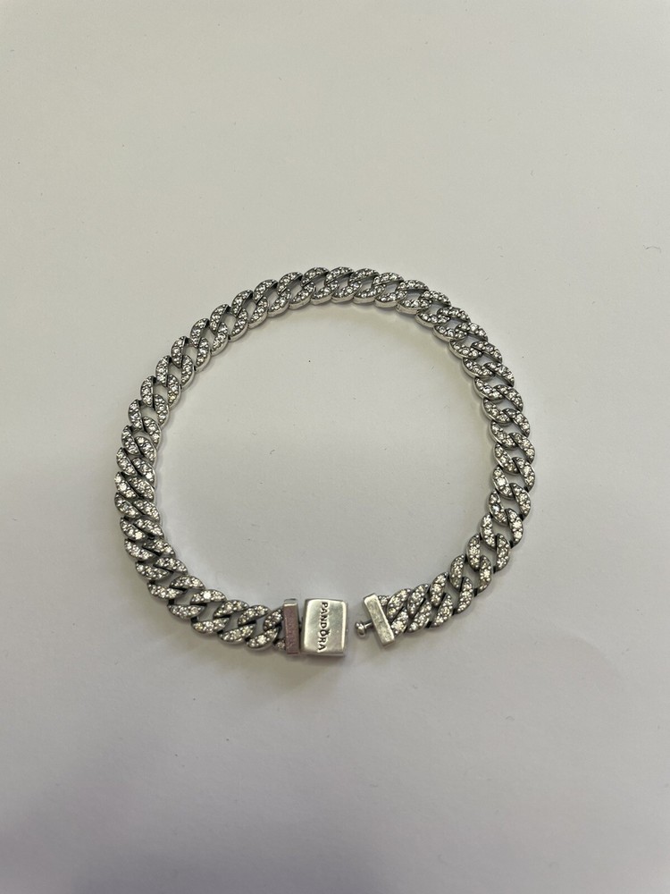 Pandora Timeless Pavé Cuban Chain Bracelet Size  7 Inch