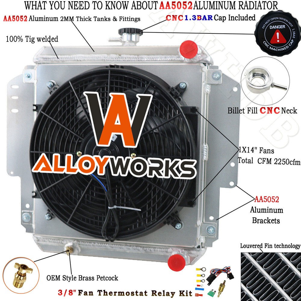 2 Rows Radiator+Shroud Fan+Relay for 1981-1996 Suzuki Sierra Jimny Samurai SJ413