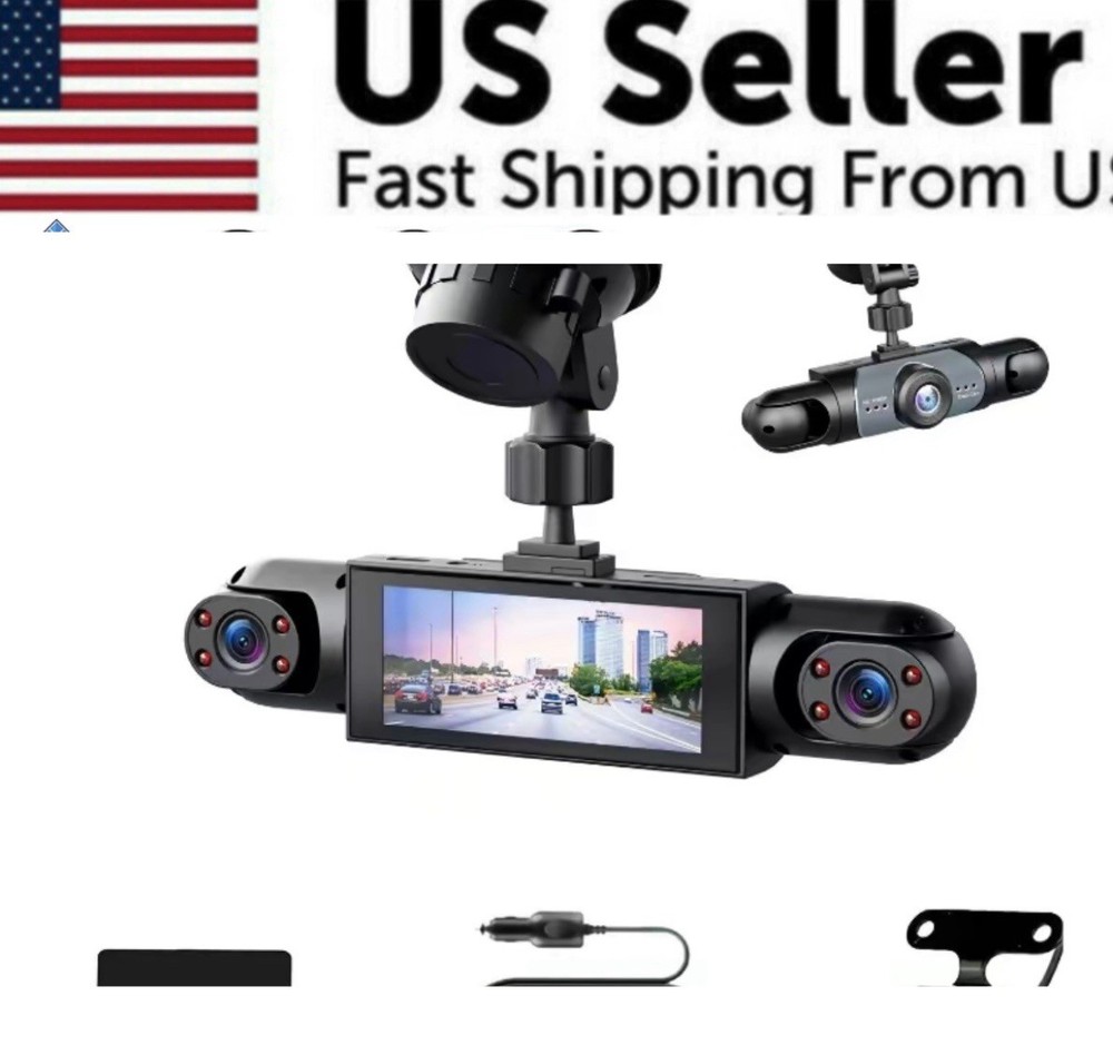 Dash Cam 4 Channel 360° Front Rear Inside DashCam, FHD 1080P Car DVR Camera 64GB