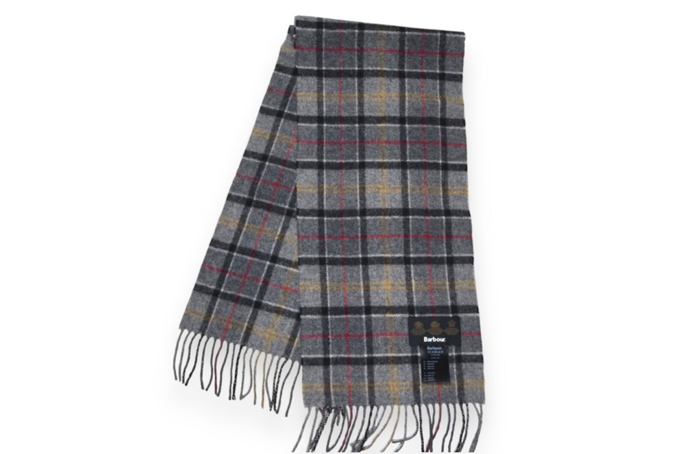 Barbour Scarf Wool Gray Tartan England Classic One Size