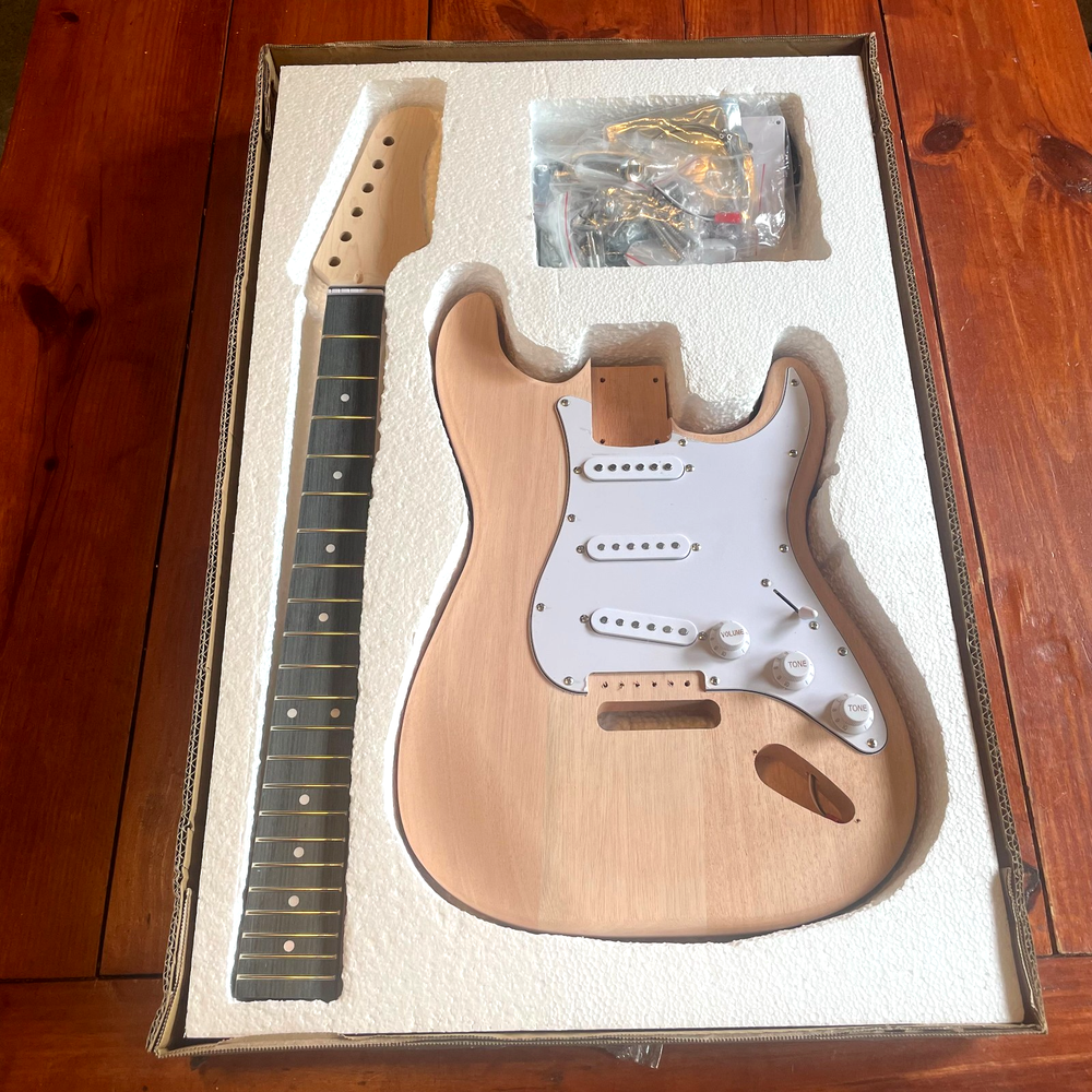 DIY Electric Guitar Kit, Strat Style Solderless Guitar Build Kit with Hardware