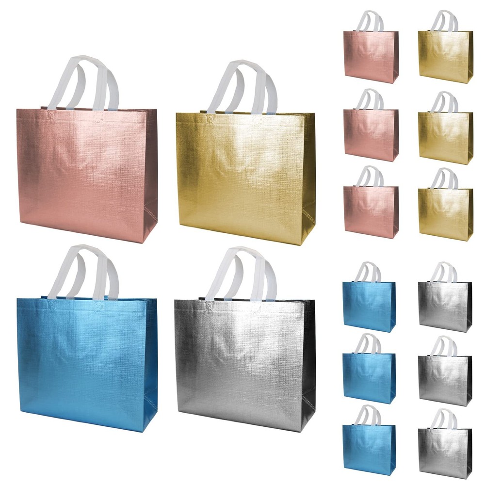 12 Pcs Rainbow Gift Bags Large Glossy Gift Bags with Handle Reusable Gift Bag...