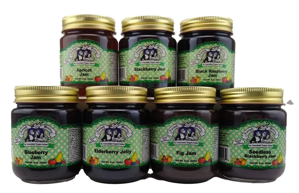 Amish Wedding No Sugar Added 9oz Jam Fig Apricot Blueberry Elderberry Blackberry