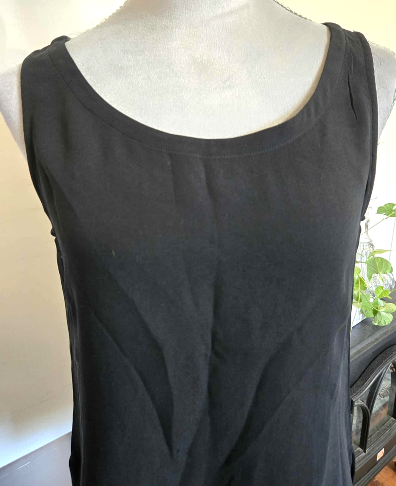 Eileen Fisher 100% Silk Tank Tunic-Med-Quiet Luxury-Black Sleeveless A210