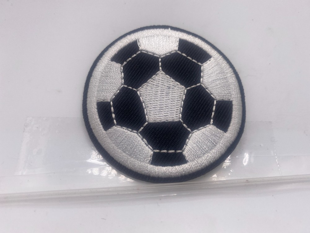 SOCCER BALL  NEW EMBROIDERED   IRON ON NAME PATCH TAG