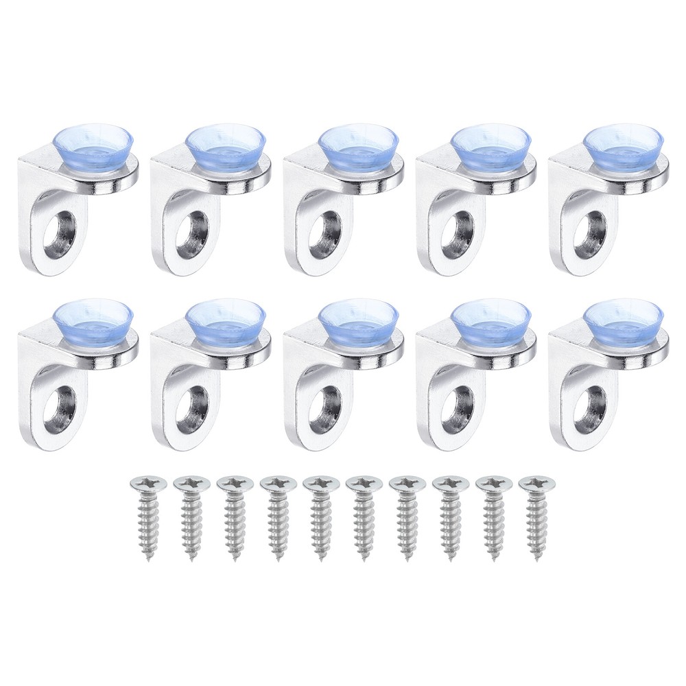 1Pcs Silver Glass Shelf Brackets with Chuck Pegs for Sturdy Support