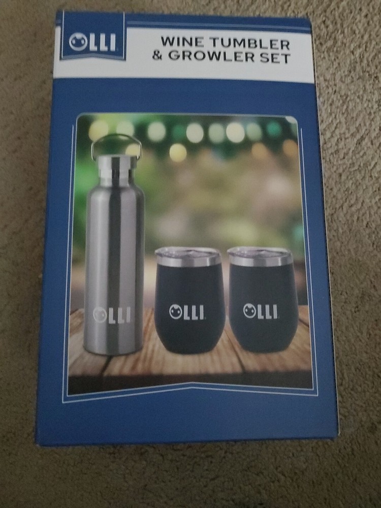 Wine Tumbler & Growler Set 3 Piece 750ml Stainless Steel 2 14oz Dishwasher Safe