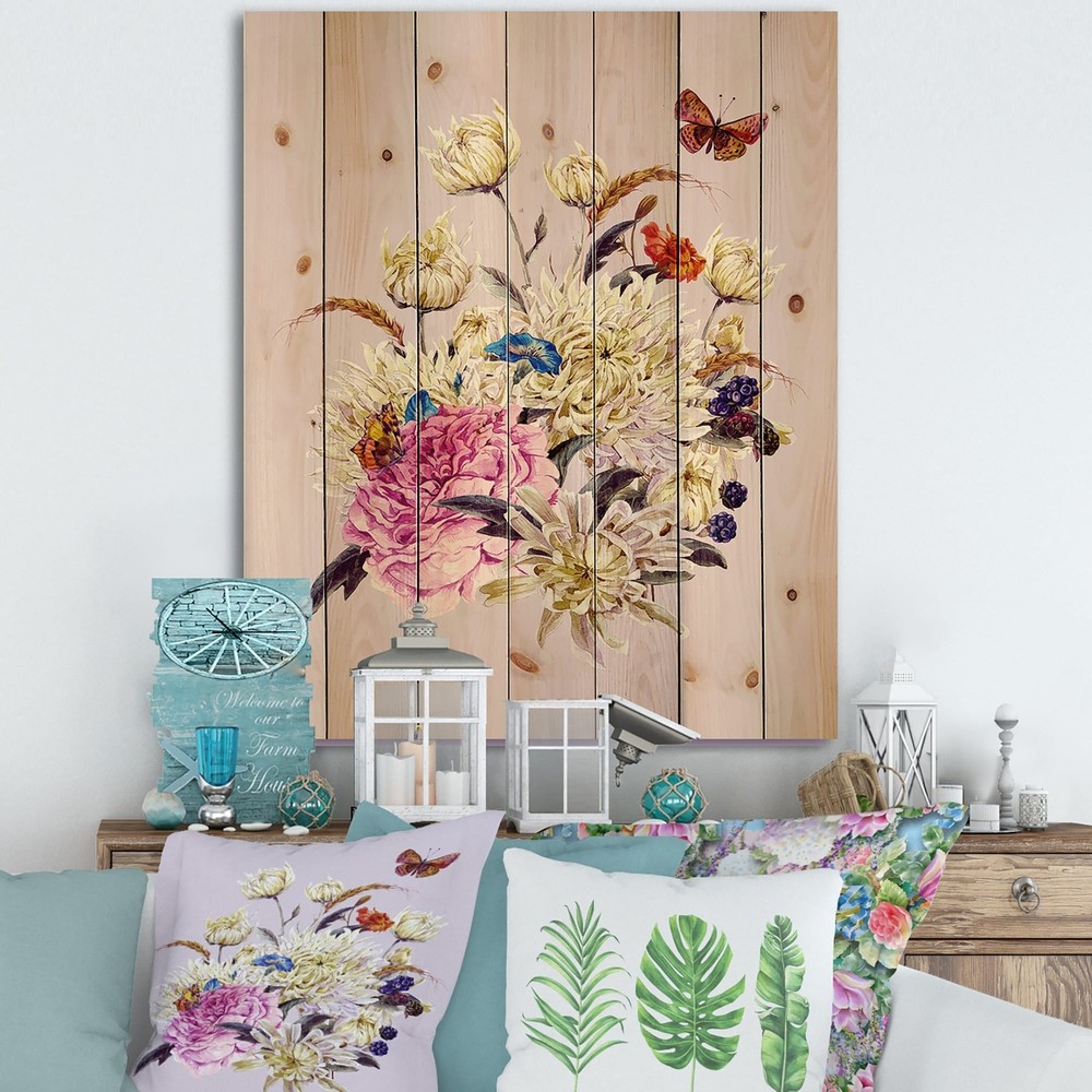 Designart 'Vintage Bouquet With Chrysanthemums I'