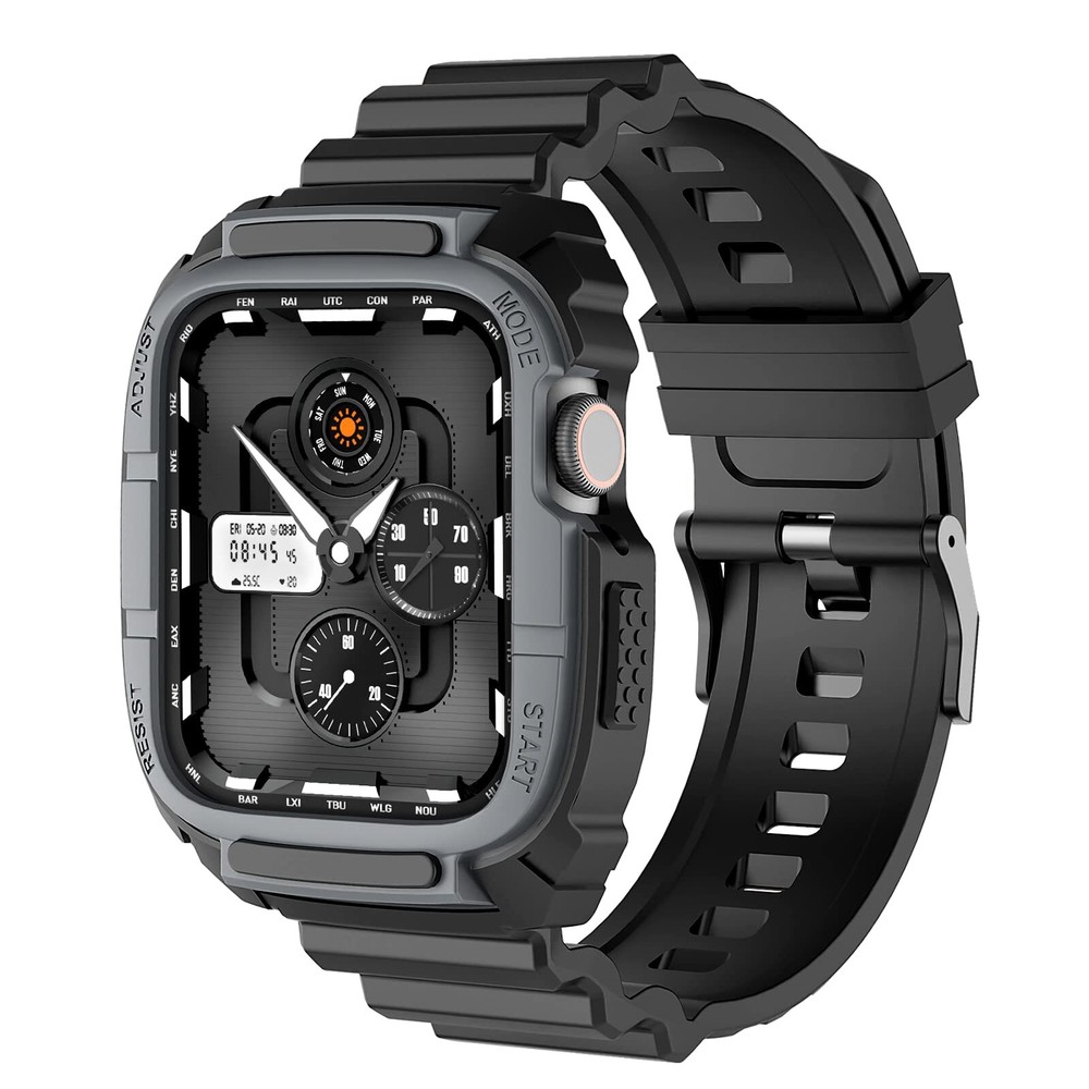 Rugged Apple Watch Band Strap Protective Bumper Case Cover iWatch SE 8 7 6 5 4 3