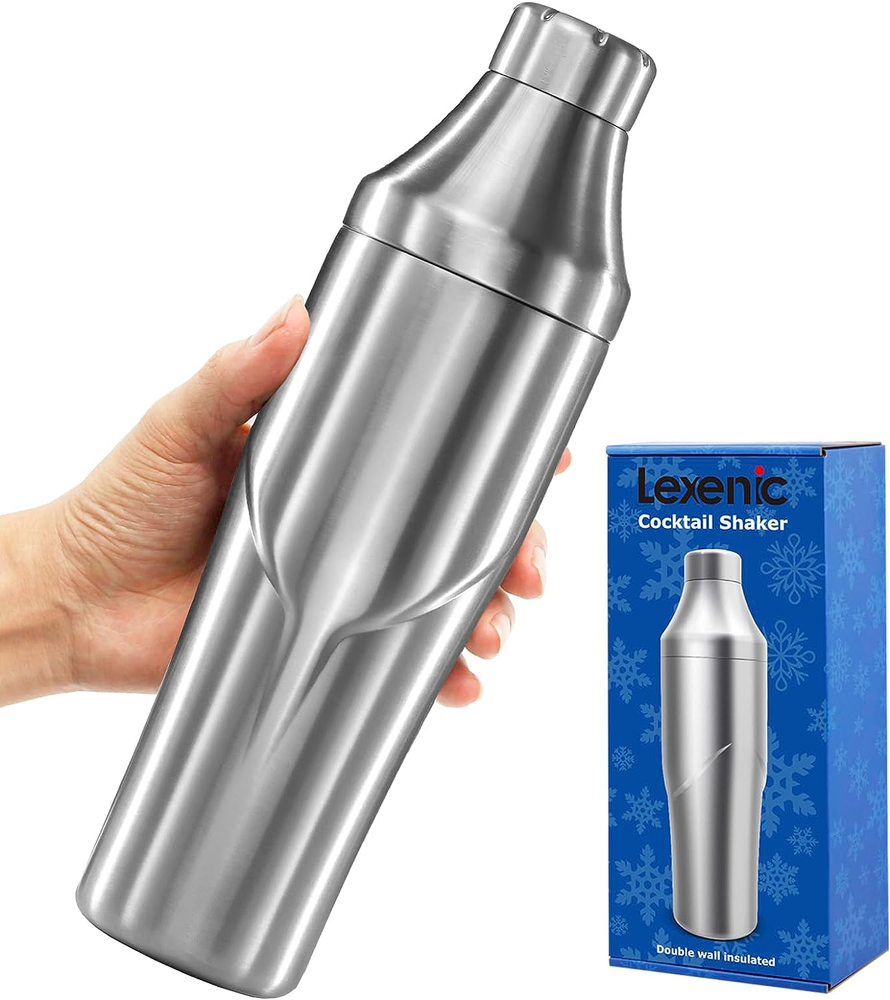 24Oz Cocktail Shaker - Insulated Double Wall Keep Drink Chilled - No Stuck Twist