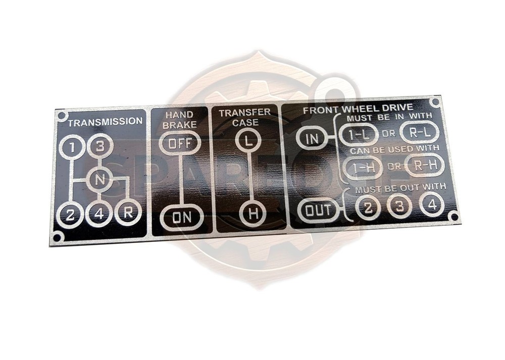 Aluminum Acid Etched Gear Shift Transmission Name Plate for Trucks & Trailers
