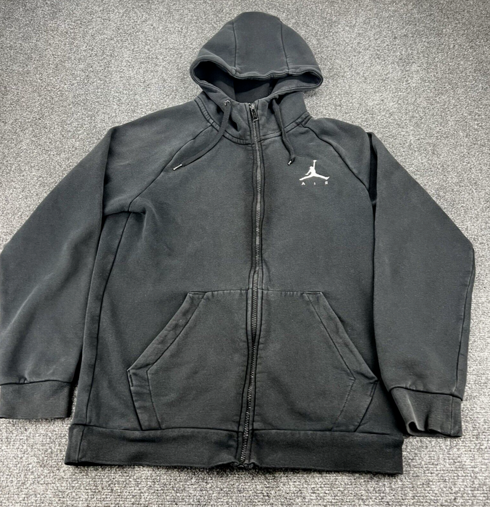 Nike Air Jordan Hoodie Mens Small Black Full Zip Fleece Jumpman Sweatshirt