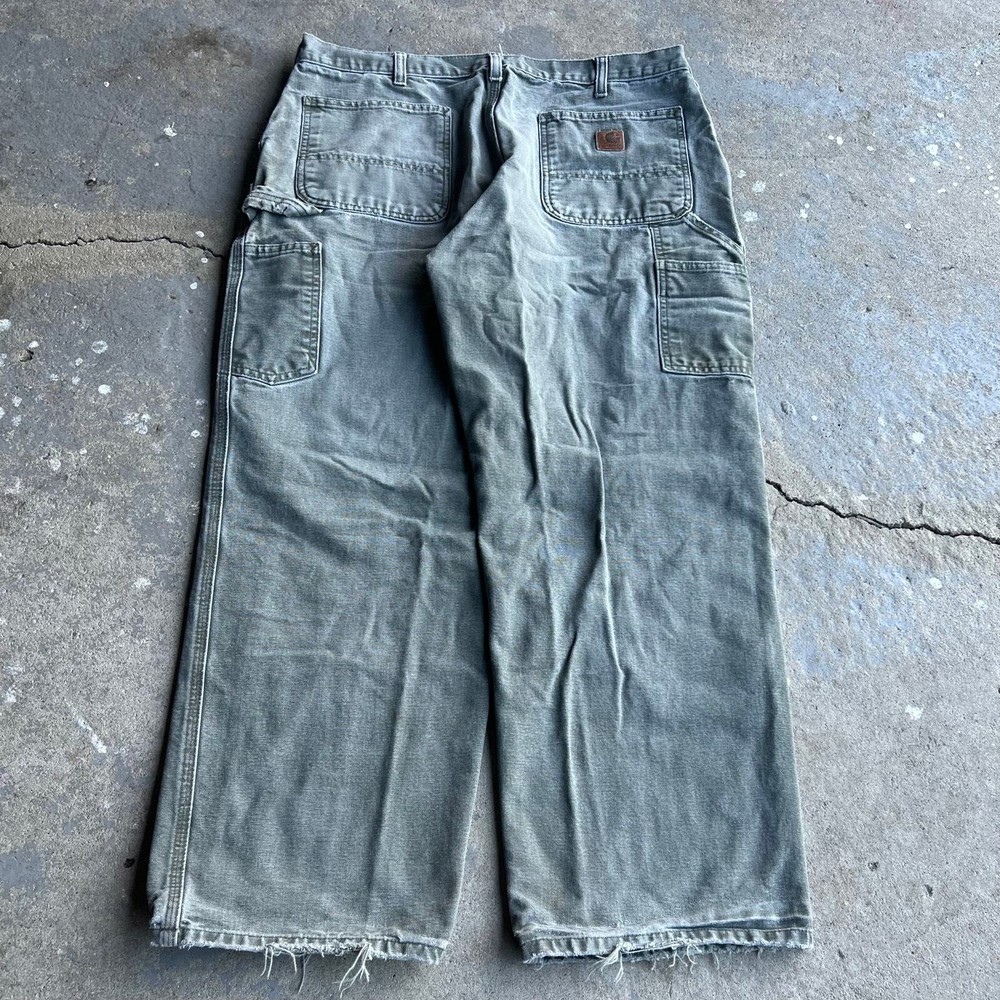 Vintage Y2K Moss Green Carhartt Faded Carpenter Work Pants
