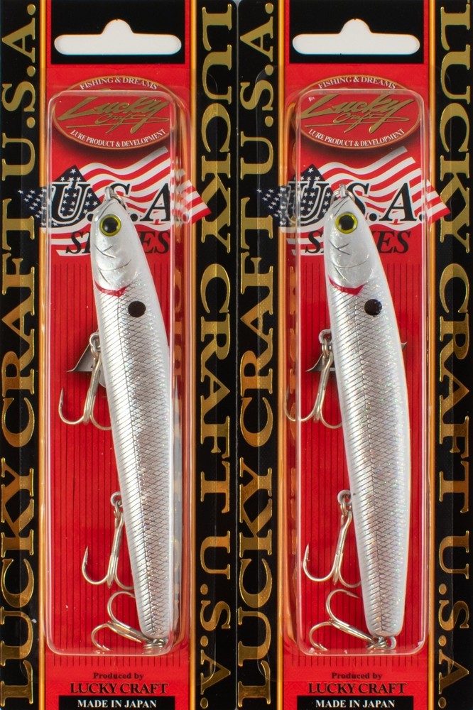 (LOT OF 2) LUCKY CRAFT WANDER SLIM 110 3/4OZ WDS110-449 WHITE KNIGHT B6202