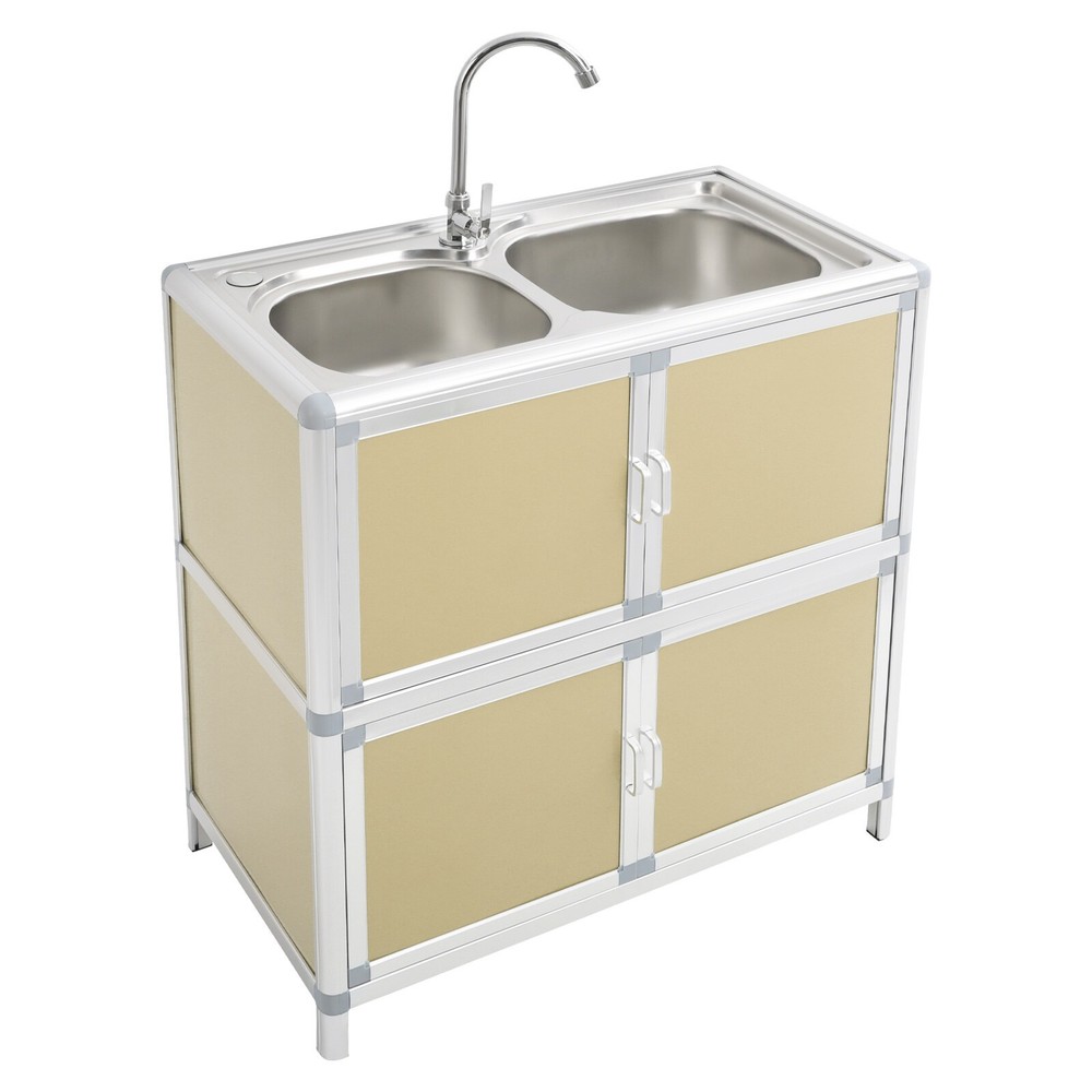 Freestanding Modern Kitchen Sink with Cabinet and Faucet for Home