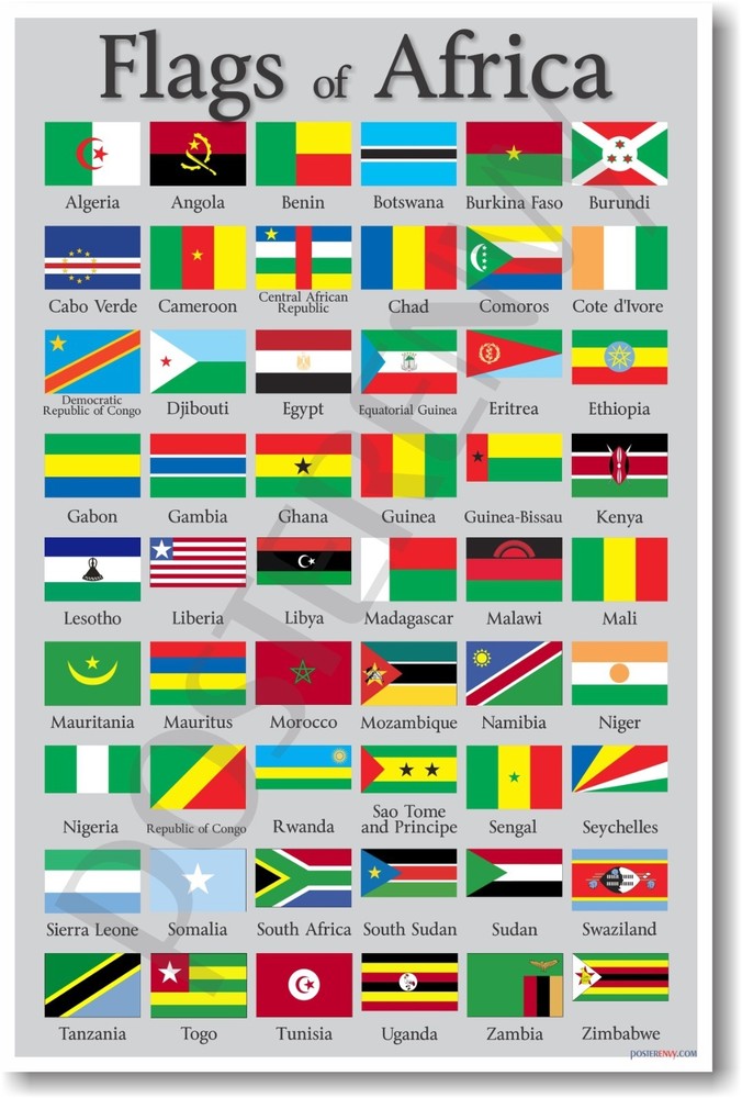 Flags of Africa - NEW World Travel Classroom Geography Poster