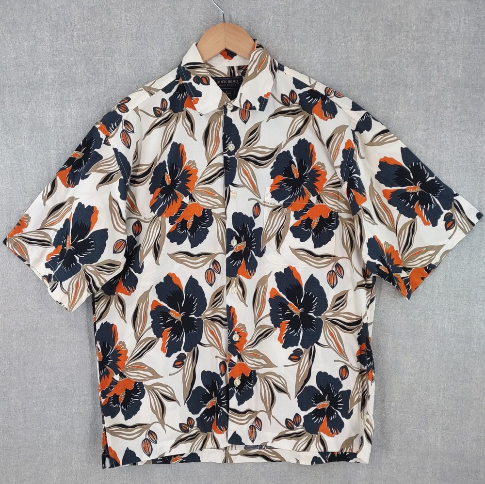 Duck Head Shirt Mens Medium Tropical Cotton Camp Hawaiian Short Sleeve Button Up
