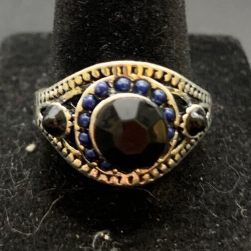 Vintage Antique Silver Tone Rhinestone Cocktail Ring - Size 9.5
