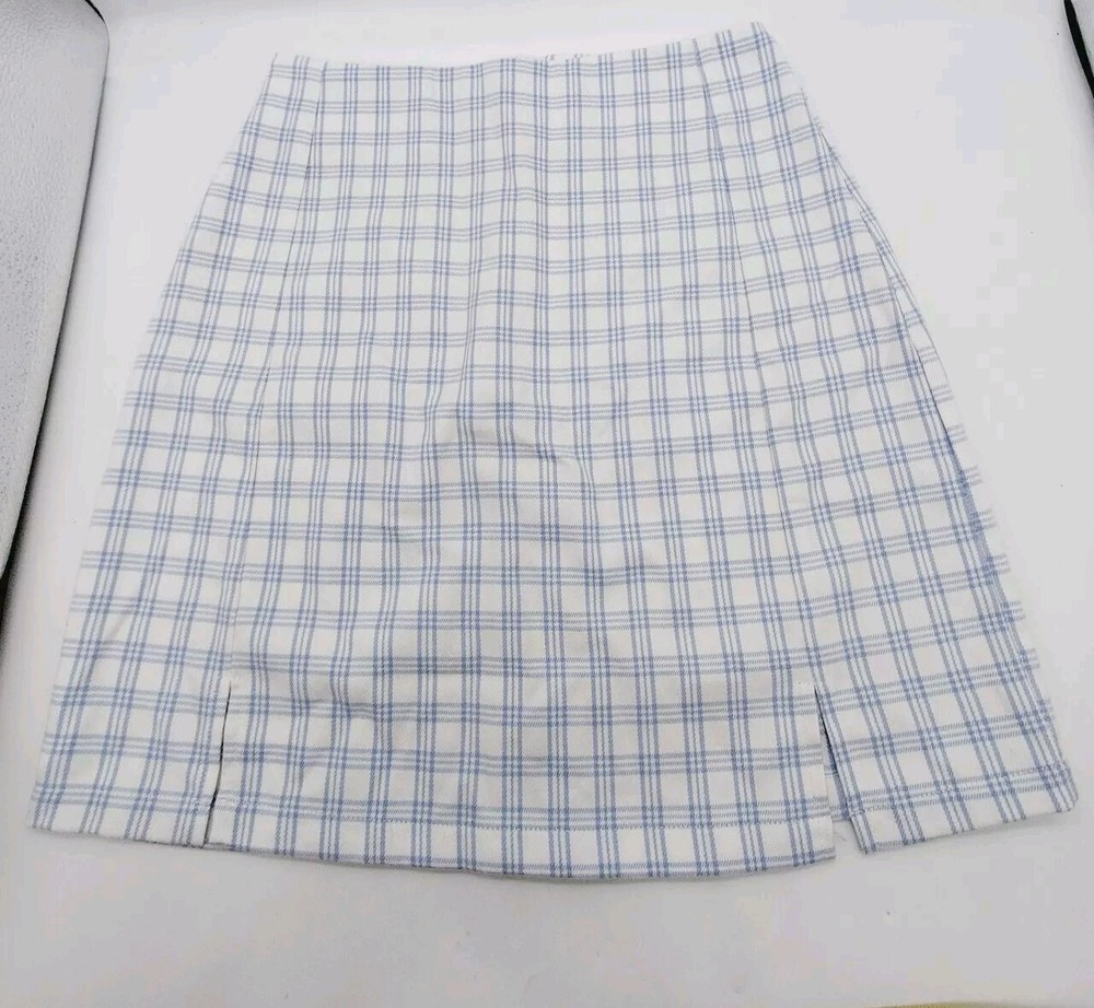 Brandy Melville blue plaid check mini skirt size XS small preloved READ