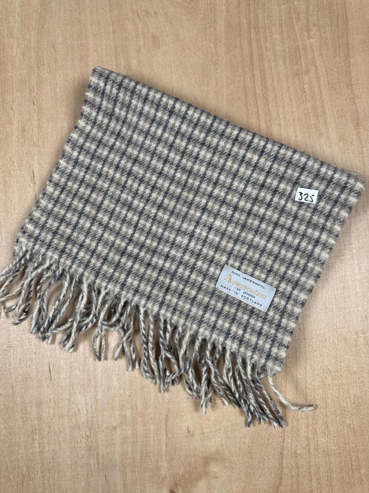 🧣 Bufanda de lana de cordero Aquascutum - Cuadros beige/gris