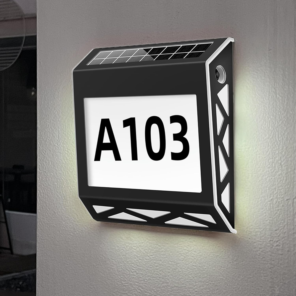 Solar Address Sign, House Numbers for Outside, Lighted Address Plaque Outdoor Wa
