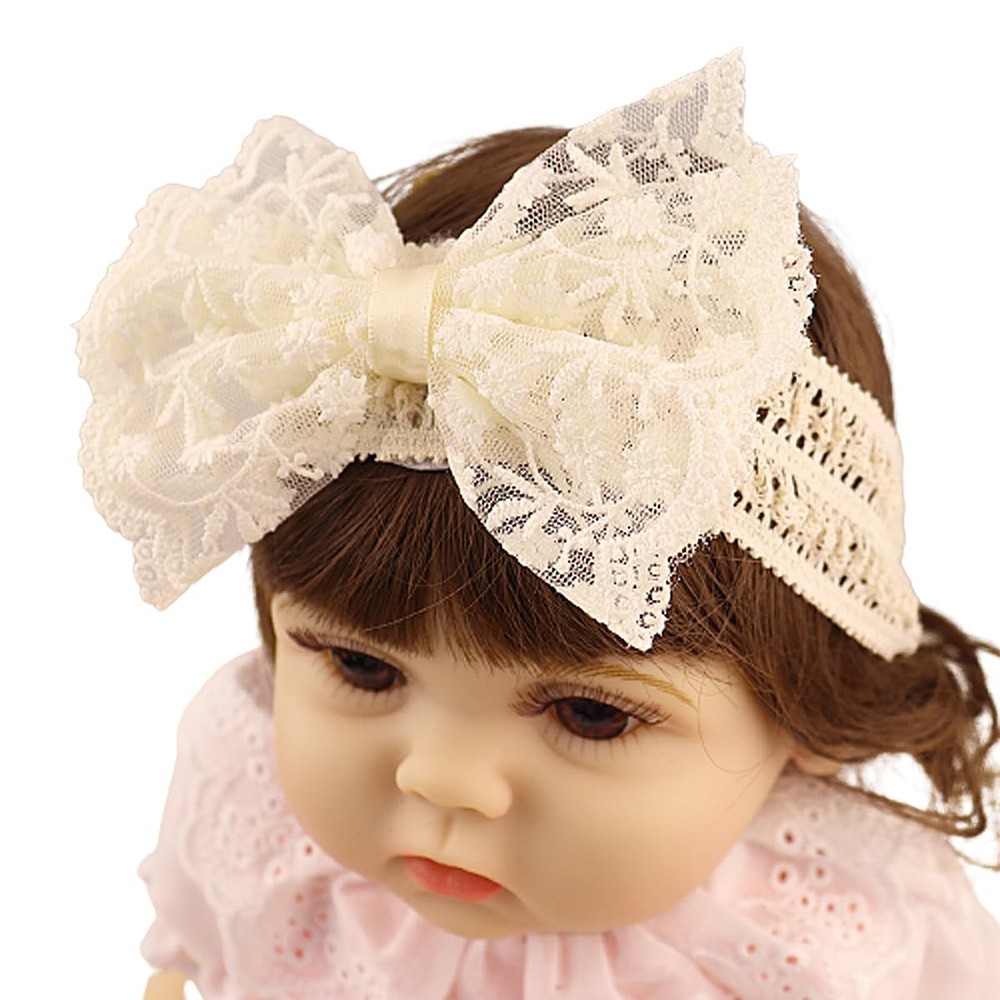 Lace Flower Bow-knot Baby Girls Headband Birthday Infant Wrap Elastic Baby Tu...