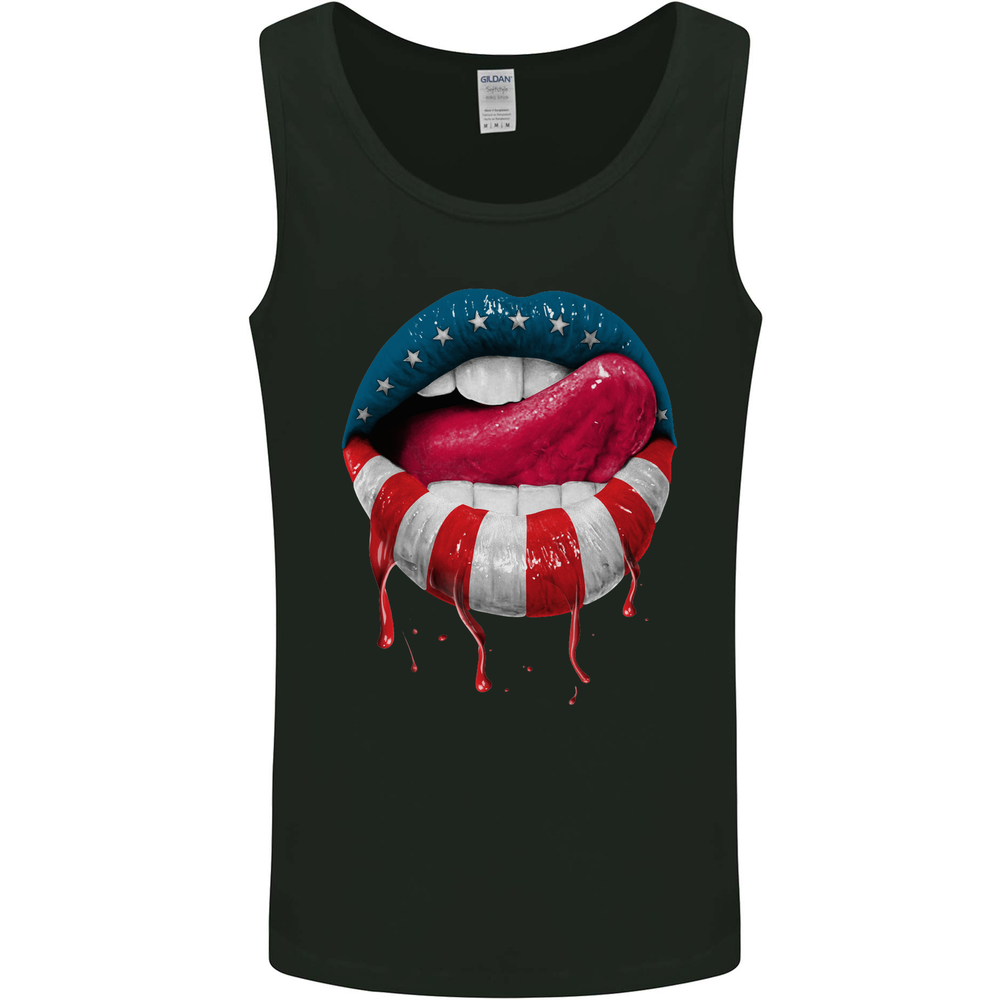 Sexy USA Flag Lips America July 4th Mens Vest Tank Top