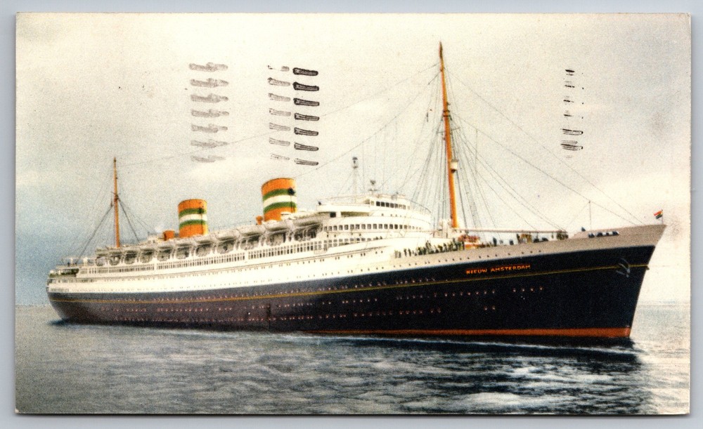 Vintage SS Nieuw Amsterdam Holland America Line Cruise Ship Postcard Z12