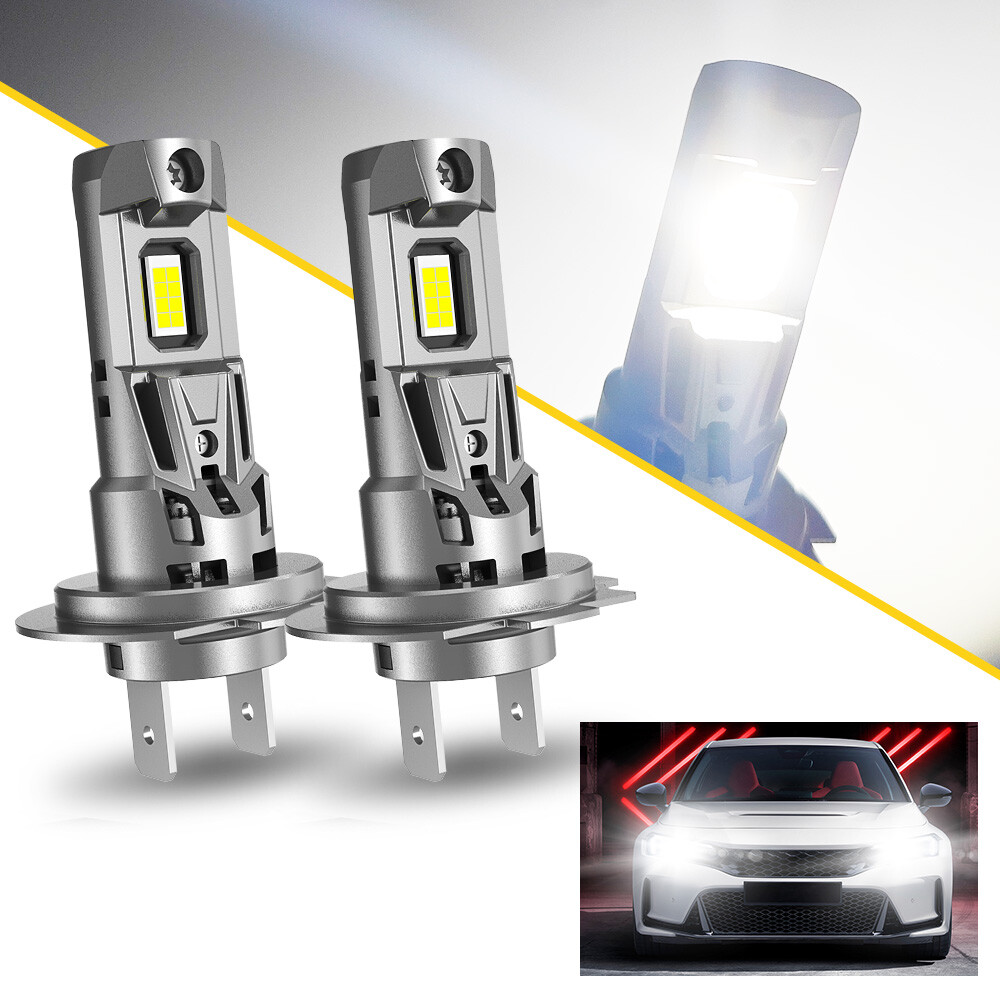 Pair H7 LED Headlight Bulbs Kit HIGH LOW Beam Super Bright White 6500K Noiseless