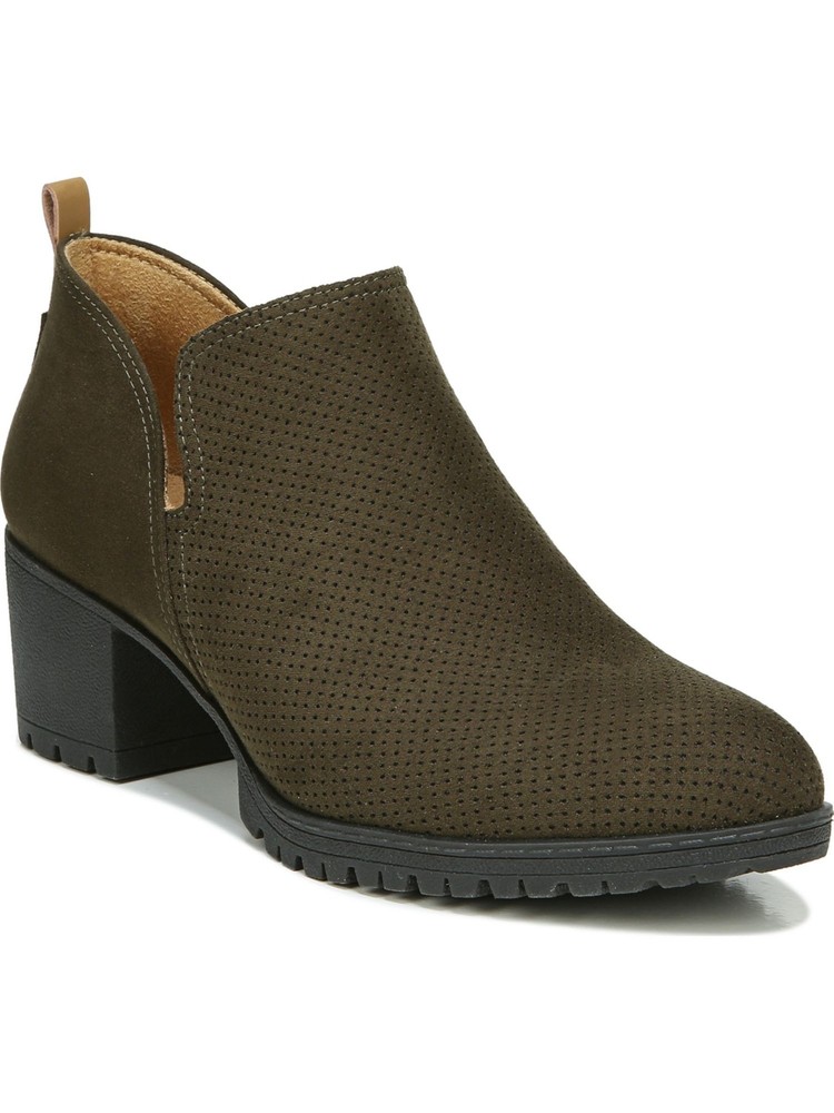 DR SCHOLLS Womens Green Rollin Almond Toe Block Heel Slip On Booties 7.5 M