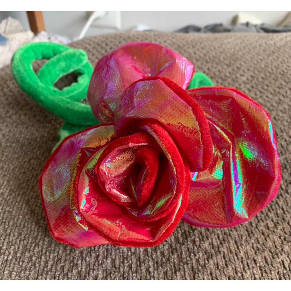 VALENTINES DAY Gift Bendable Wire Rose Plush Irridescent Petals Romantic-image