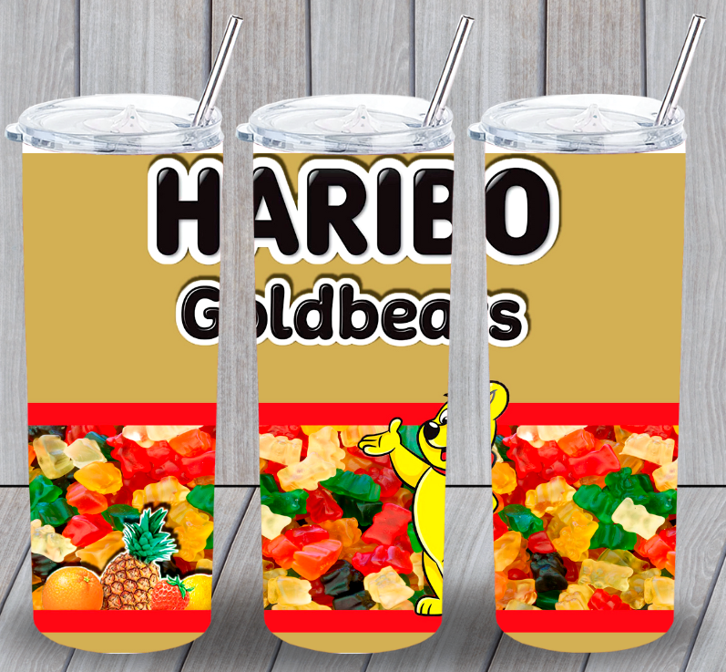 Haribo Goldbears Candy Multicolor 20oz Insulated Tumbler Lid Plastic Straw New