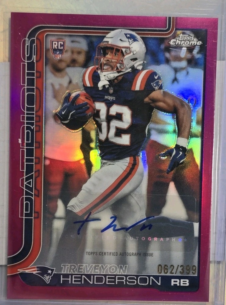 2025 Topps Chrome Football Treveyon Henderson Magenta Refractor Rookie Auto /399